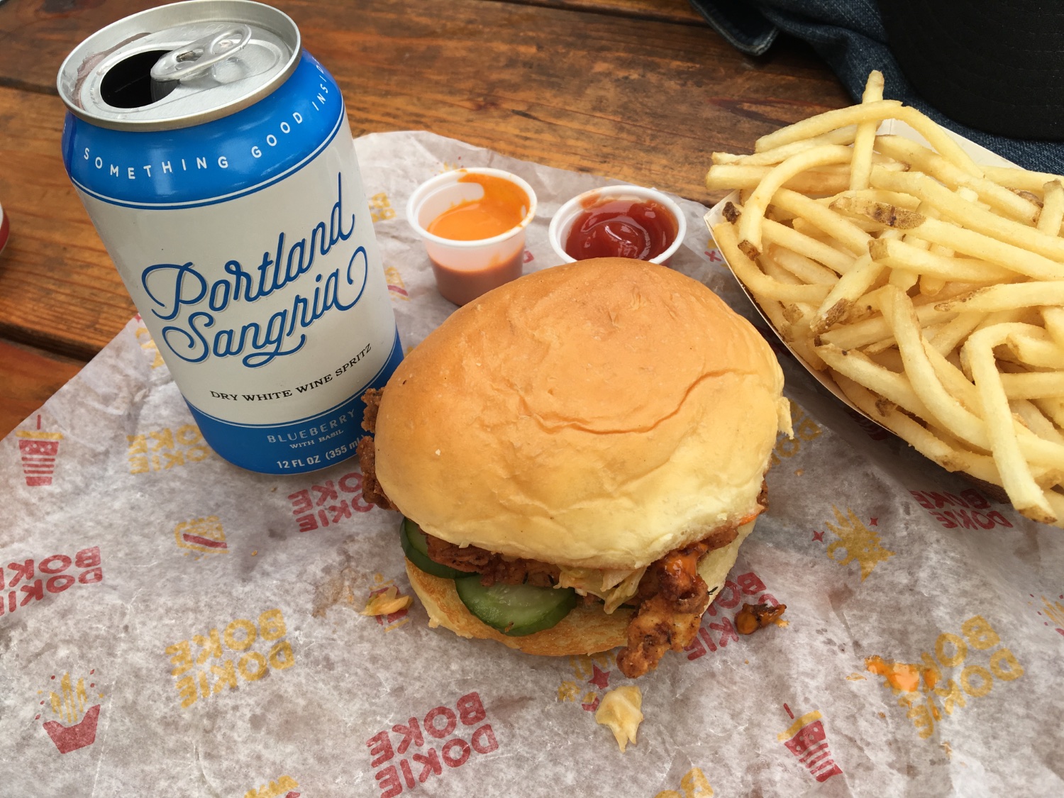 Blueberry Basil with a fried chicken sandwich